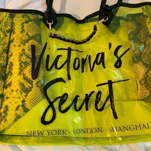 Victoria’s Secret PINK clear tote Python neon Clear Jelly City tote - Picture 3 of 9